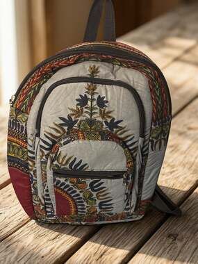 Himalayan Cotton Hippie Mini Backpack with Mandala Dashiki Print